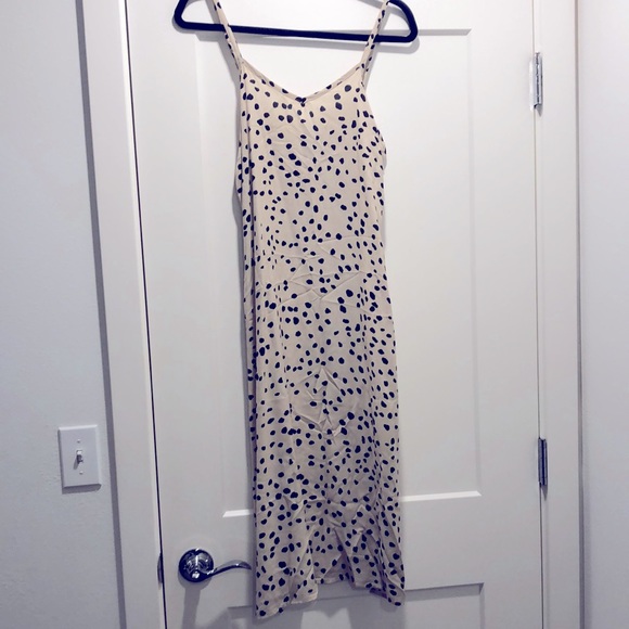 Justify Dresses & Skirts - [Justify] Beige w/ Black Polka Dots Spaghetti Strap Pencil Slip Dress - Size M